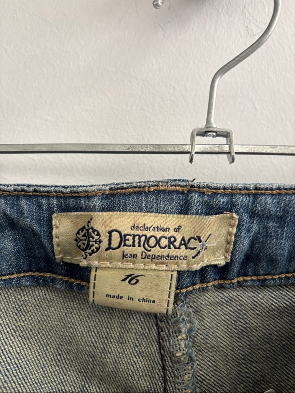 Democracy Straight-Leg Distressed Blue Jeans with Studded Pockets - Picture 6 of 6